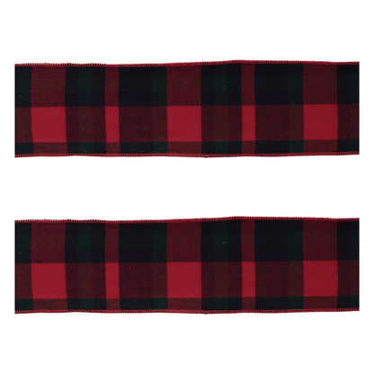 Red and Black Plaid Wired Ribbon (Set of 2)