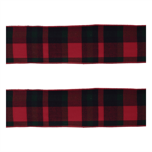 Red and Black Plaid Wired Ribbon (Set of 2) -Ship Only