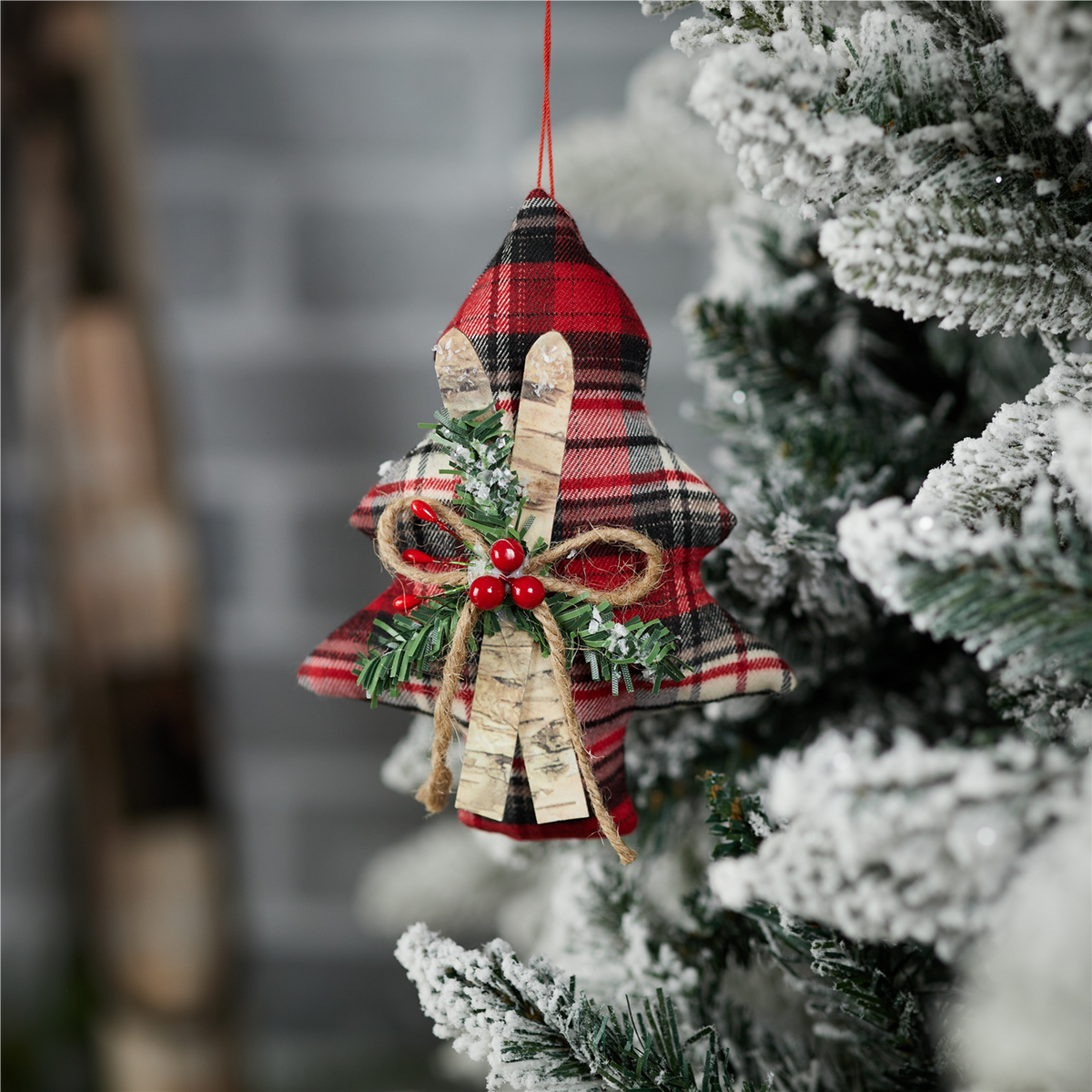 Tree w/Skis Ornament (Set of 12)