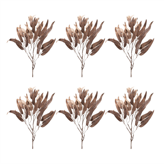 Glittered Long Leaf Eucalyptus Spray (Set of 6) -Ship Only