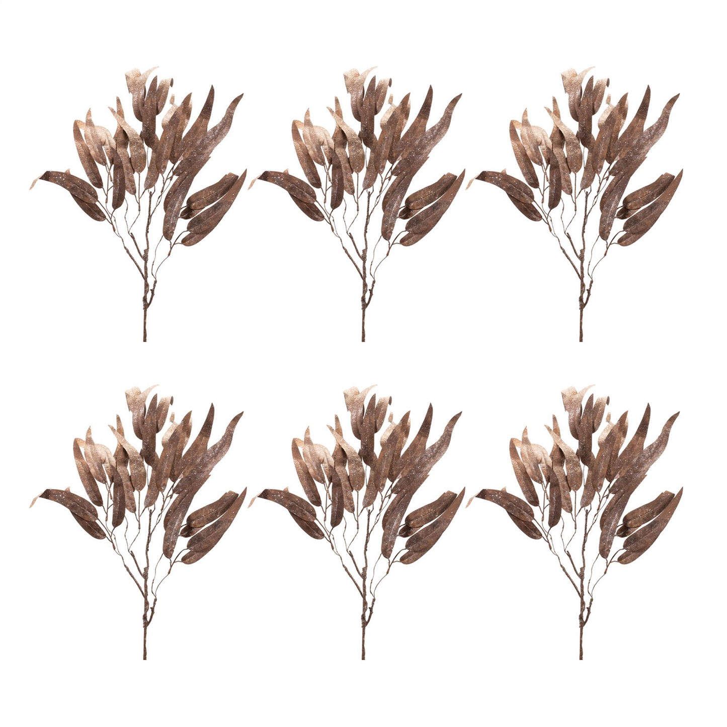 Glittered Long Leaf Eucalyptus Spray (Set of 6)