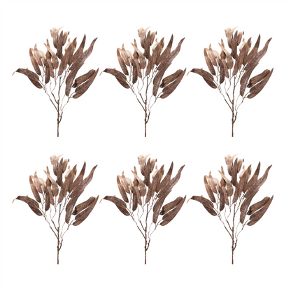 Glittered Long Leaf Eucalyptus Spray (Set of 6)