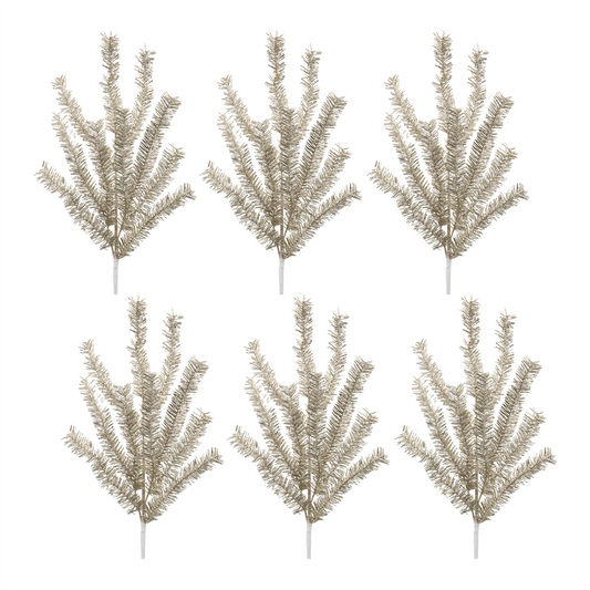 Glittered Pine Spray (Set of 6) -Ship Only