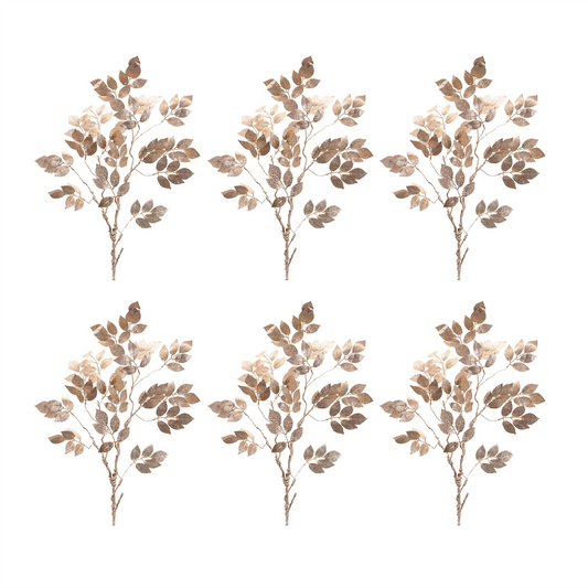 Glittered Leaf Spray (Set of 6) -Ship Only