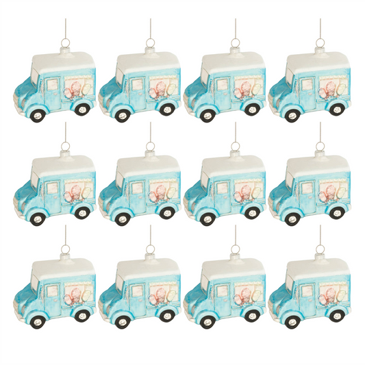 Glass Ice Cream Truck Ornament (Set of 12) -Ship Only