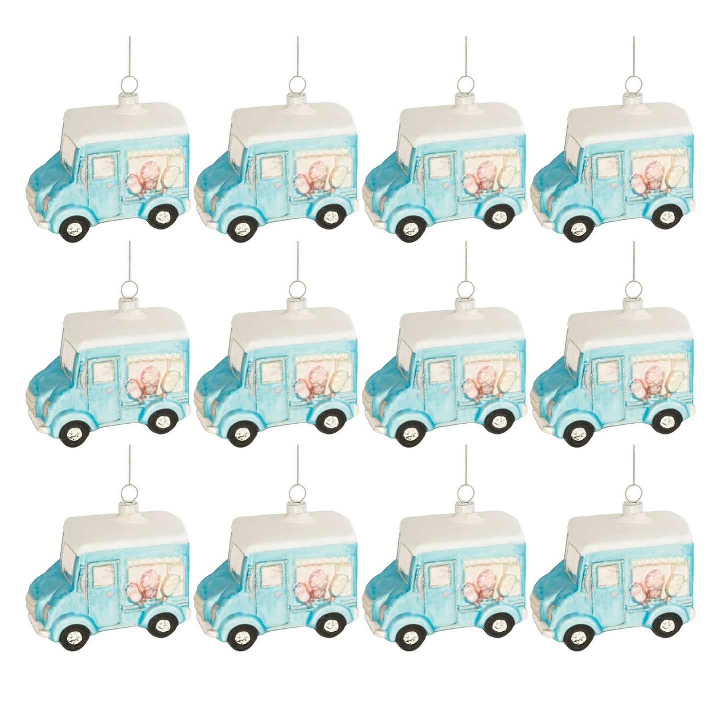 Glass Ice Cream Truck Ornament (Set of 12)