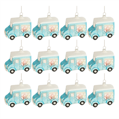 Glass Ice Cream Truck Ornament (Set of 12)