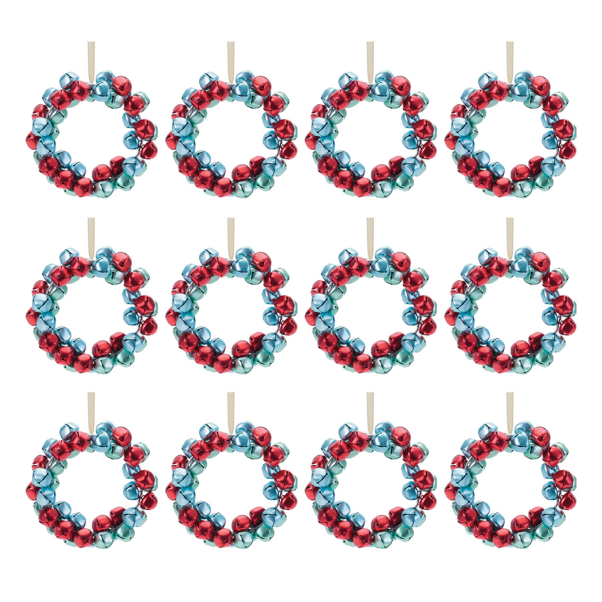 Sleigh Bell Wreath Ornament (Set of 12) 5.5”H Iron
