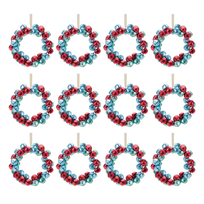 Sleigh Bell Wreath Ornament (Set of 12) 5.5”H Iron