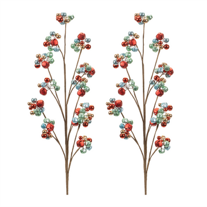 Metal Sleigh Bell Cluster Spray (Set of 2)