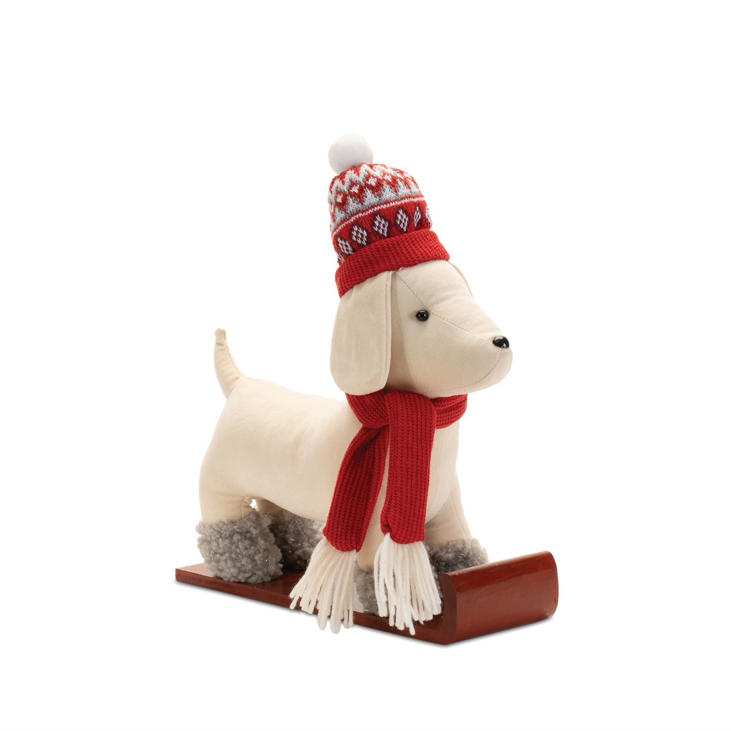 Plush Dog Character on Sled and Skis (Set of 2)