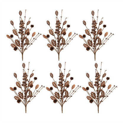 Mixed Holly Berry Pinecone Spray (Set of 6)