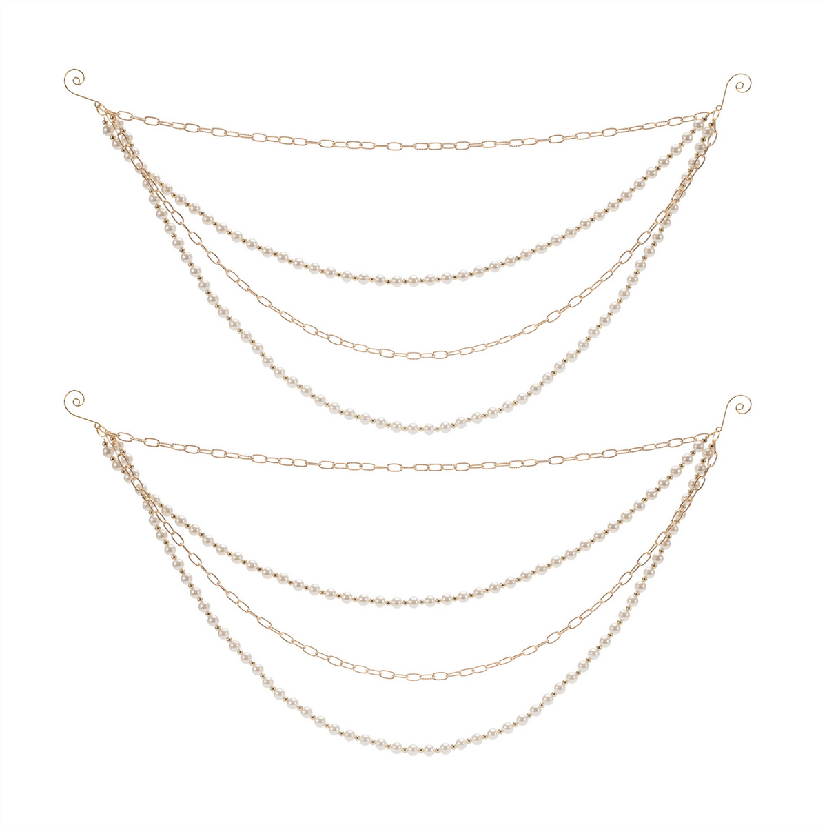 Pearl Bead and Chain Link Garland (Set of 2)