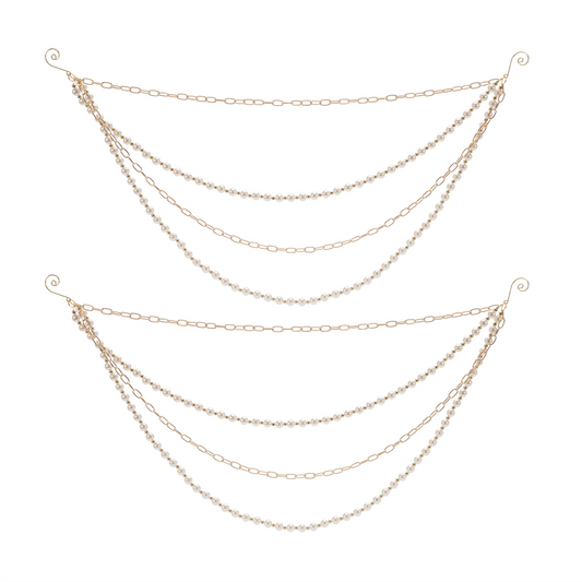Pearl Bead and Chain Link Garland (Set of 2) -Ship Only