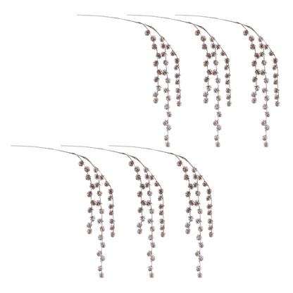 Snowy Hanging Pinecone Spray (Set of 6)