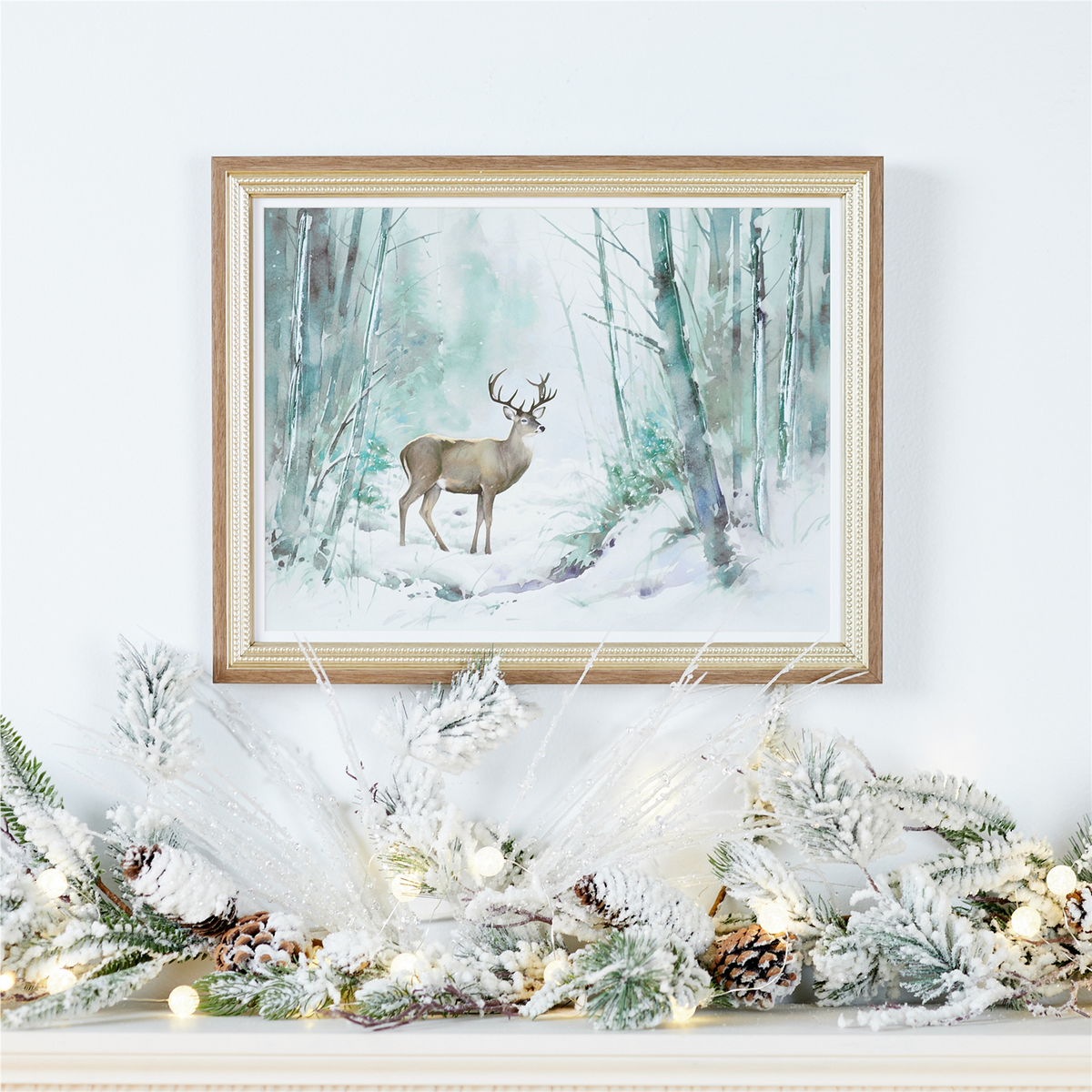 Flocked Long Needle Pine Garland 48"L -Ship Only