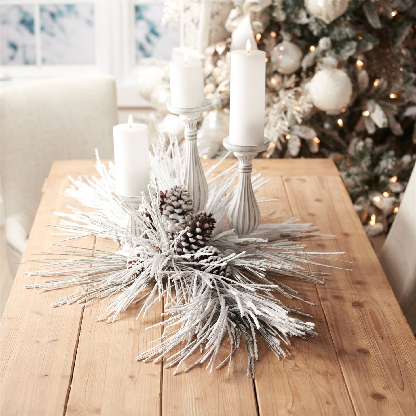 Flocked Long Neddle Pine Spray (Set of 2)