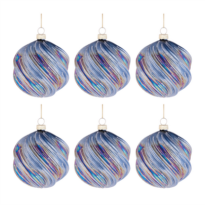 Iridescent Swirled Glass Ornament (Set of 6)