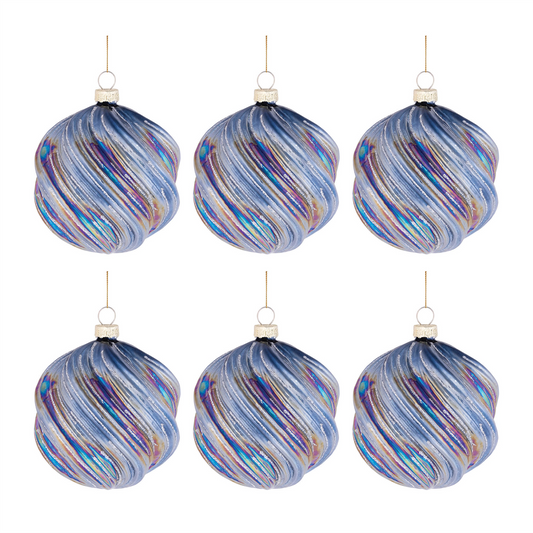 Iridescent Swirled Glass Ornament (Set of 6) -Ship Only