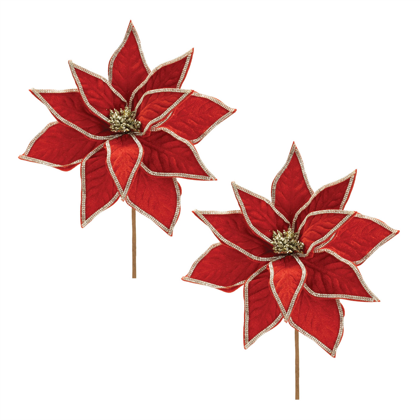 Jeweled Pointsettia Flower Stem (Set of 2)