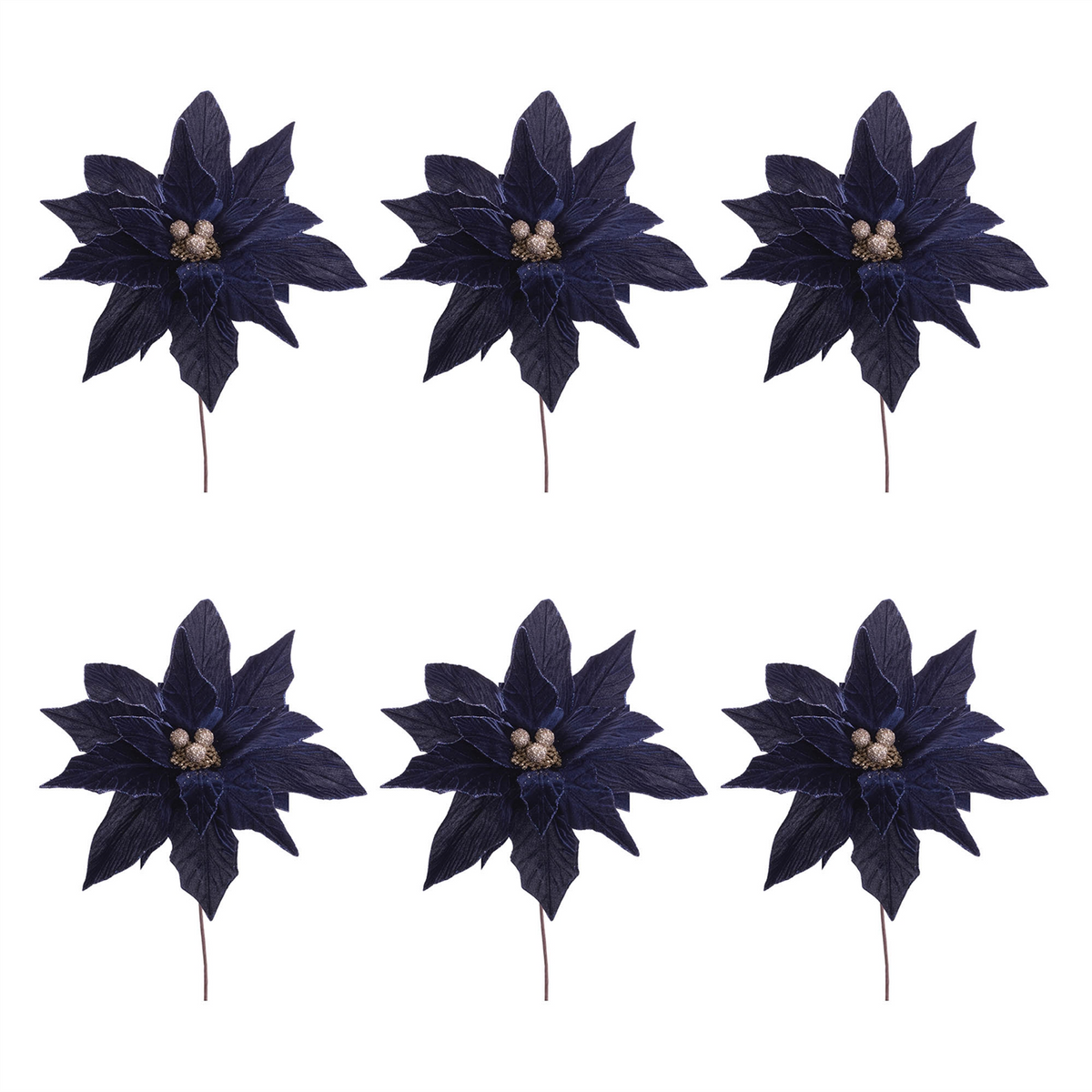 Poinsettia Stem (Set of 6) 27.5”H Polyester -Ship Only