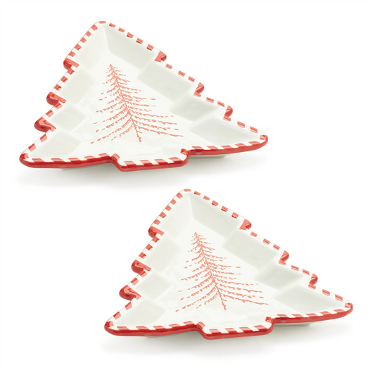 Ceramic Pine Tree Platter (Set of 2) -Ship Only