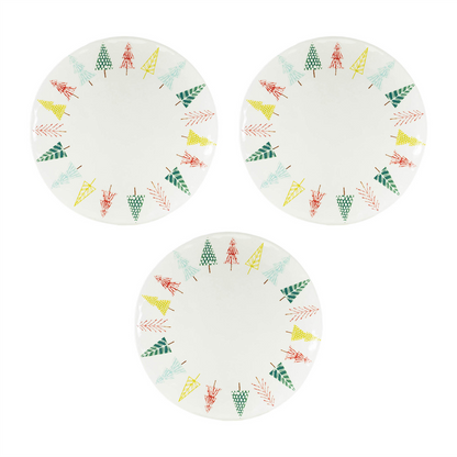 Ceramic Pine Tree Print Platter (Set of 3)