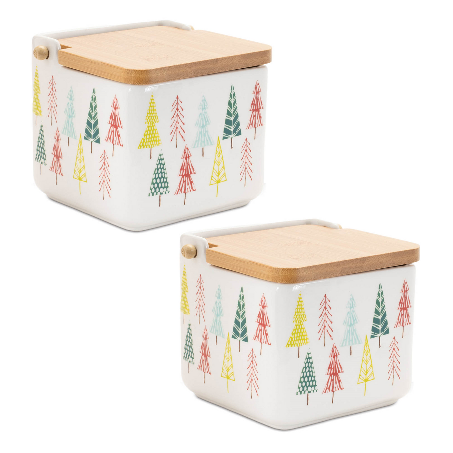 Ceramic Pine Tree Print Box (Set of 2)