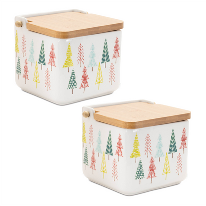 Ceramic Pine Tree Print Box (Set of 2)