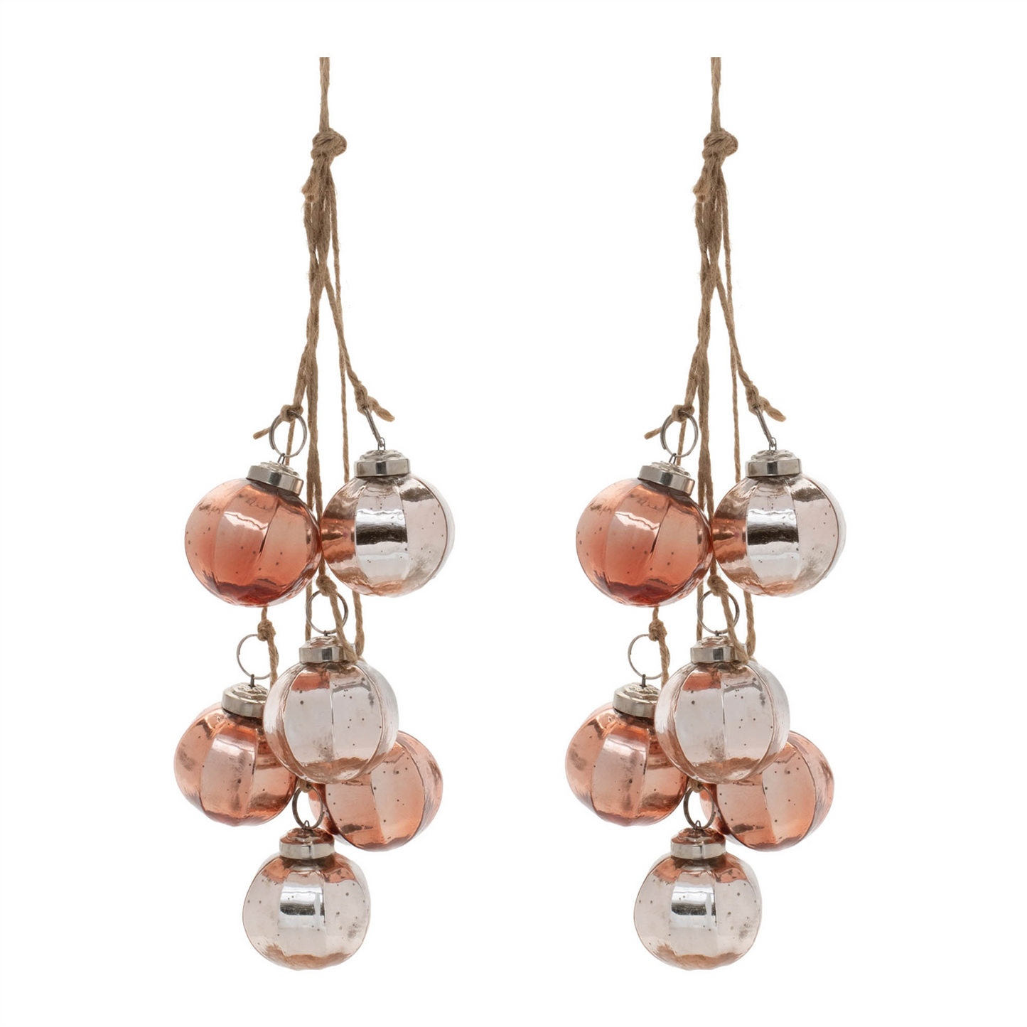 Mini Ornament Cluster (Set of 2) 16”H Glass/Jute