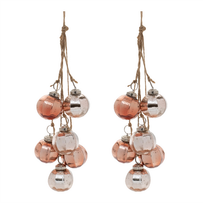 Mini Ornament Cluster (Set of 2) 16”H Glass/Jute