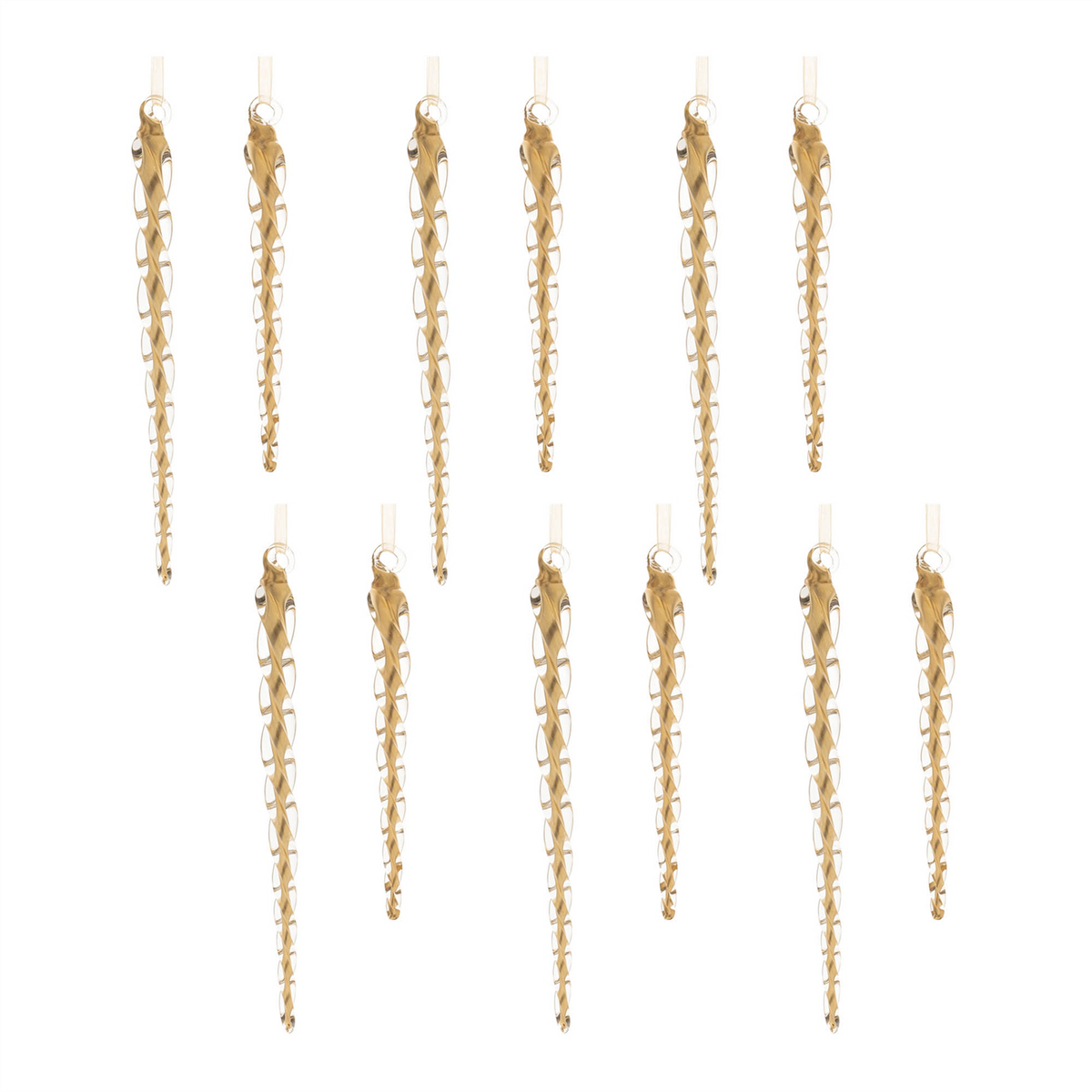 Icicle Ornament (Set of 12) 6.5"H, 8.5"H Glass