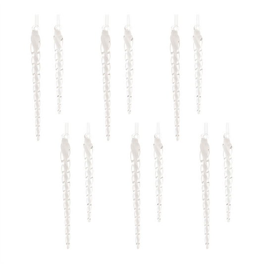 Icicle Ornament (Set of 12) 6.5"H, 8.5"H Glass -Ship Only