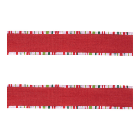 Striped Trim Wired Ribbon (Set of 2) -Ship Only