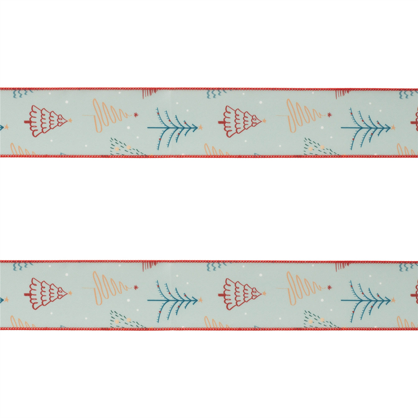 Christmas Tree Print Wired Ribbon (Set of 2)