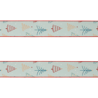 Christmas Tree Print Wired Ribbon (Set of 2)