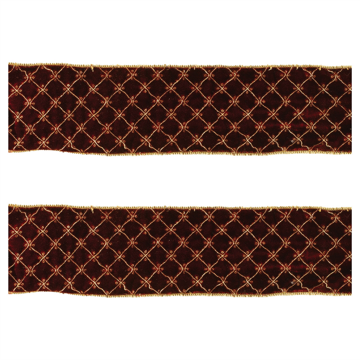 Ornate Diamond Pattern Wired Ribbon (Set of 2)