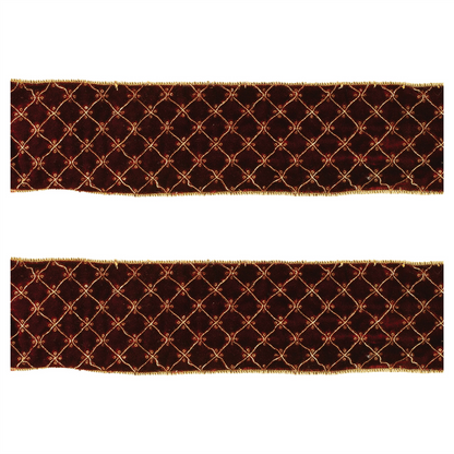 Ornate Diamond Pattern Wired Ribbon (Set of 2)