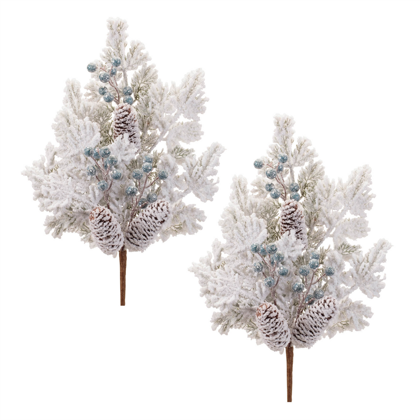 Flocked Pine Berry Spray (Set of 2)