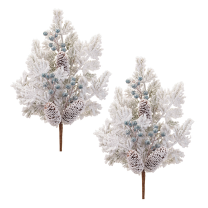 Flocked Pine Berry Spray (Set of 2)