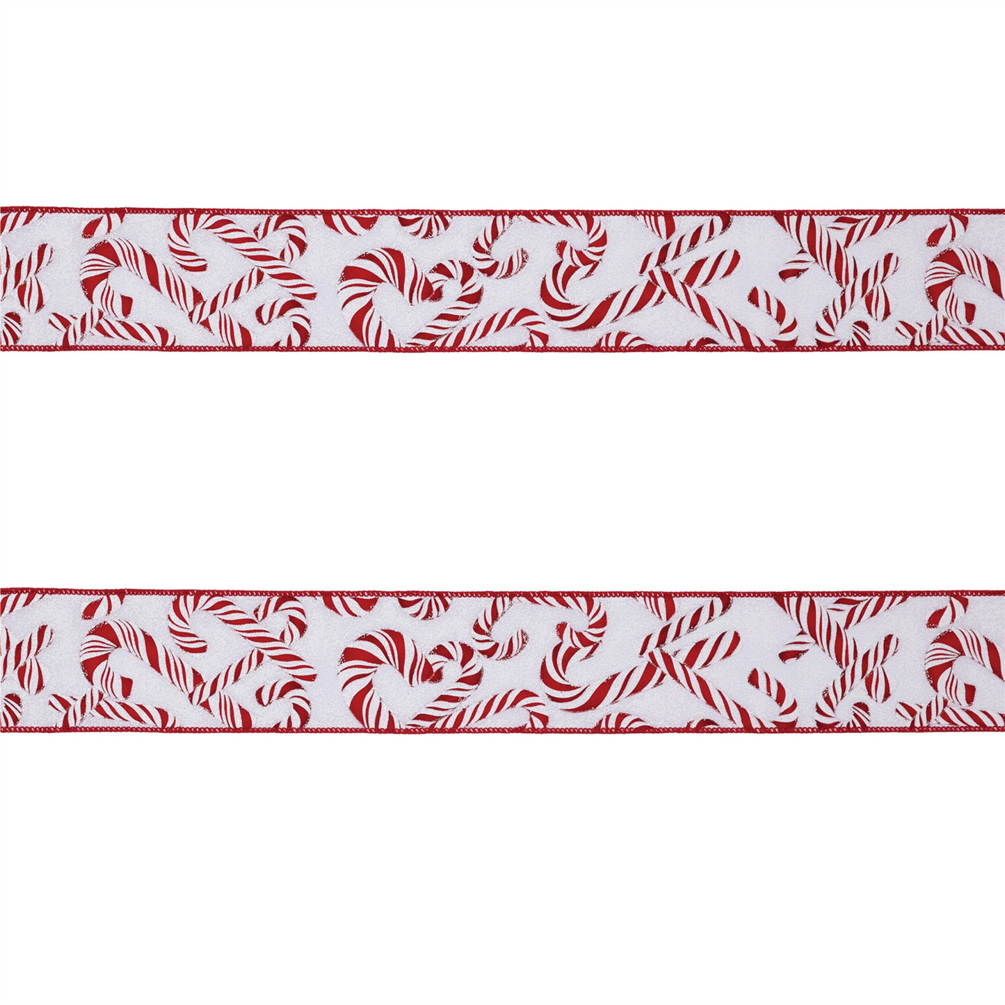 Candy Cane Print Wired Ribbon (Set of 2)