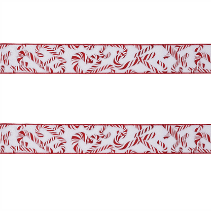 Candy Cane Print Wired Ribbon (Set of 2)