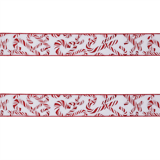 Candy Cane Print Wired Ribbon (Set of 2) -Ship Only