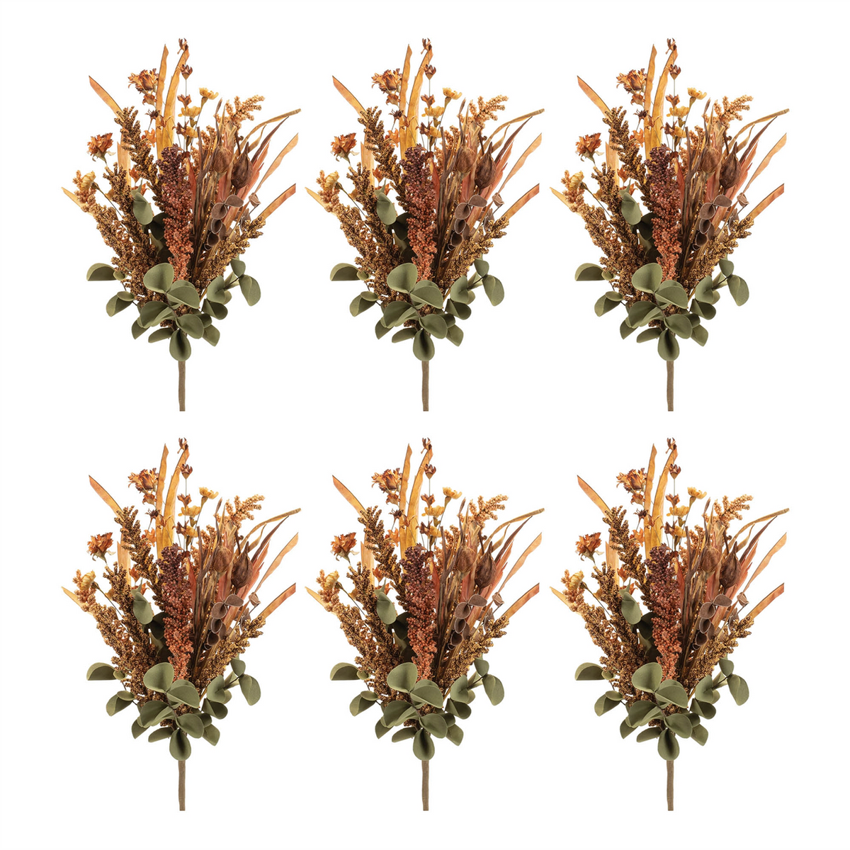 Fall Bush (Set of 6) 22”H Styrofoam/EVA -Ship Only