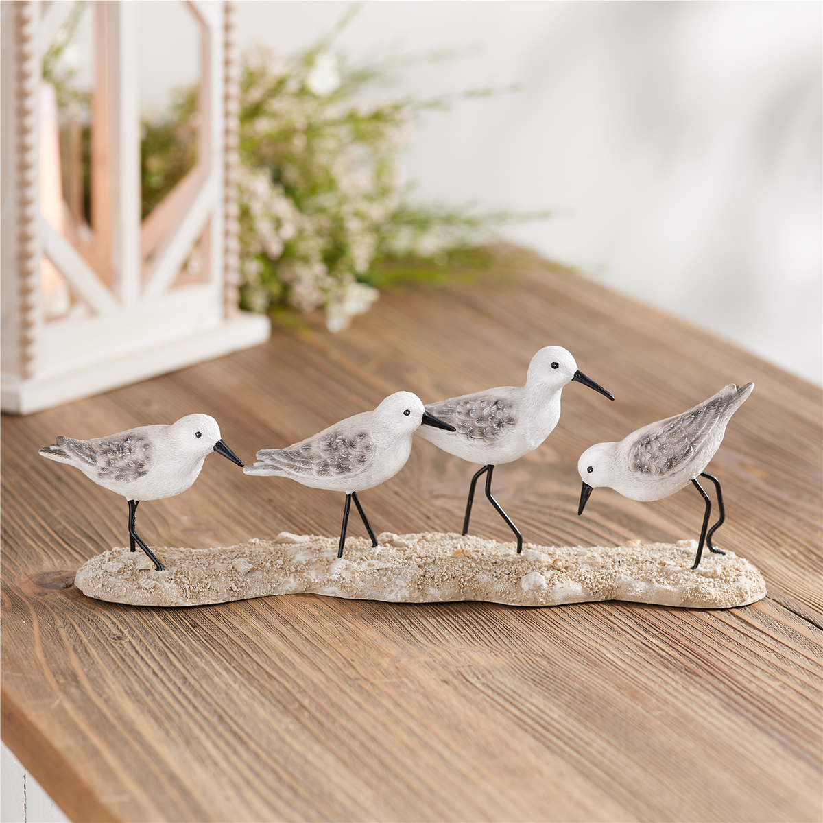 Sea Birds on Beach (Set of 2) 12"L x 3.25"H Resin/Metal -Ship Only