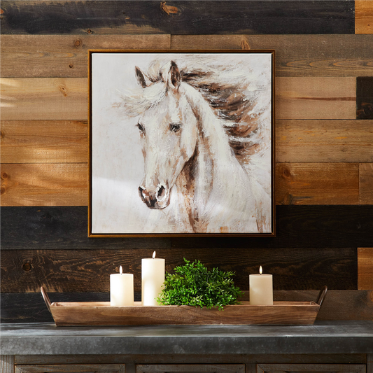 Framed Horse Canvas Art 24"SQ -Ship Only