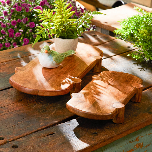 Pedestal (Set of 2) 13.5"L x 7"W x 2.25"H, 19.5"L x 9"W x 2"H Wood -Ship Only