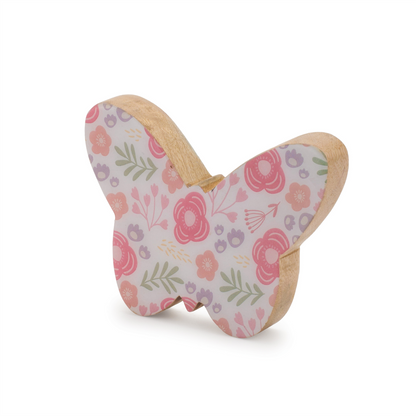 Wood Floral Patterned Butterfly Decor (Set of 2)