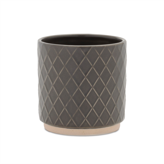 Ceramic Diamond Pattern Planter (Set of 2) -Ship Only