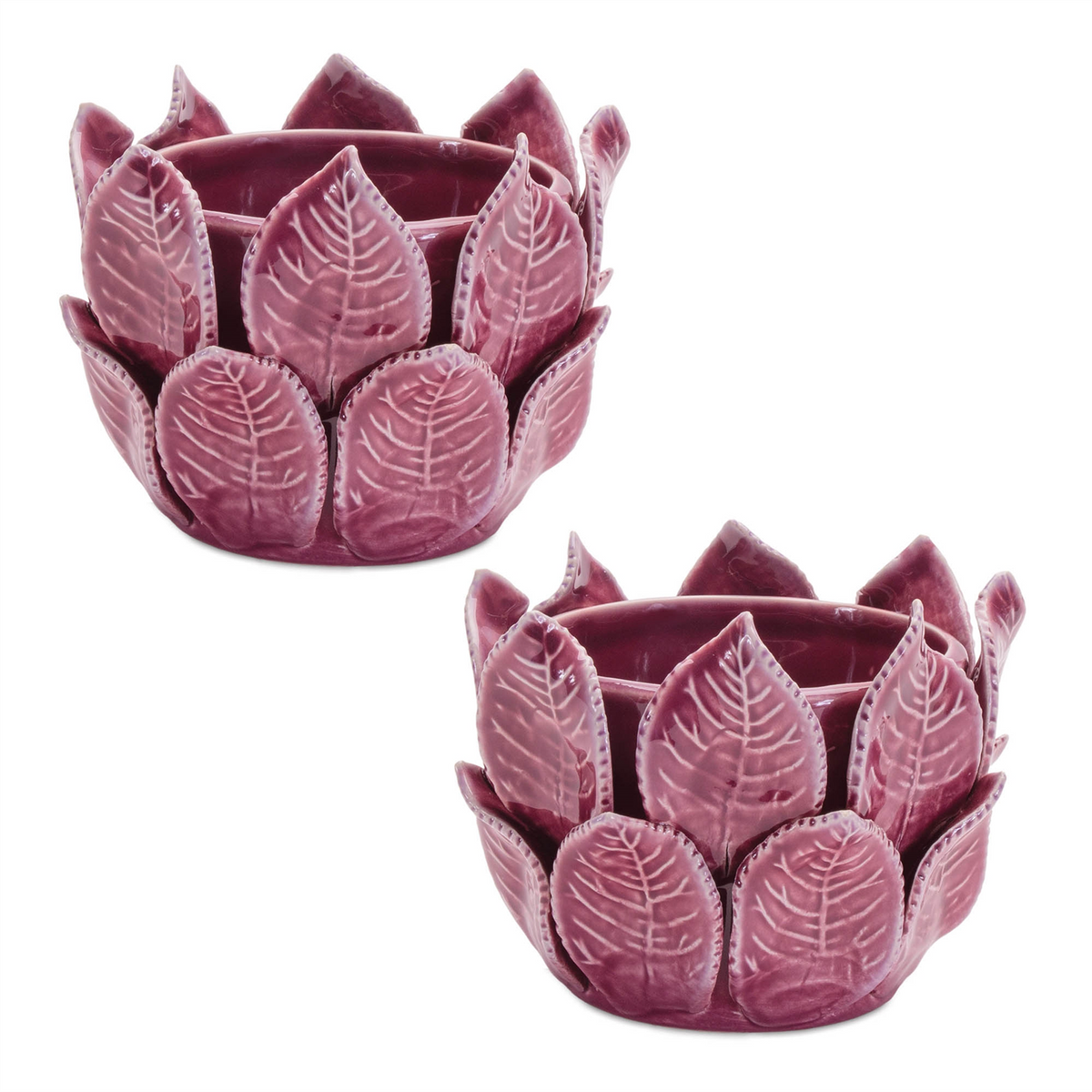 Storeware Bud Vase with Leaves Accent (Set of 2) -Ship Only